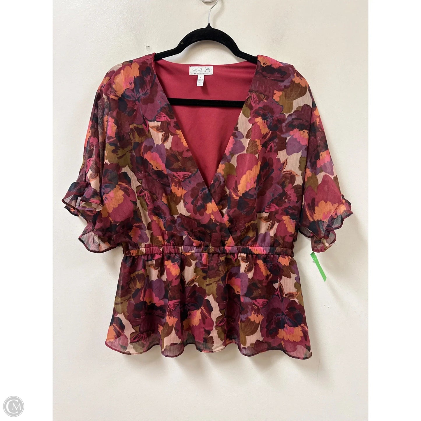 Top Short Sleeve By Sofia By Sofia Vergara In Floral Print, Size: L