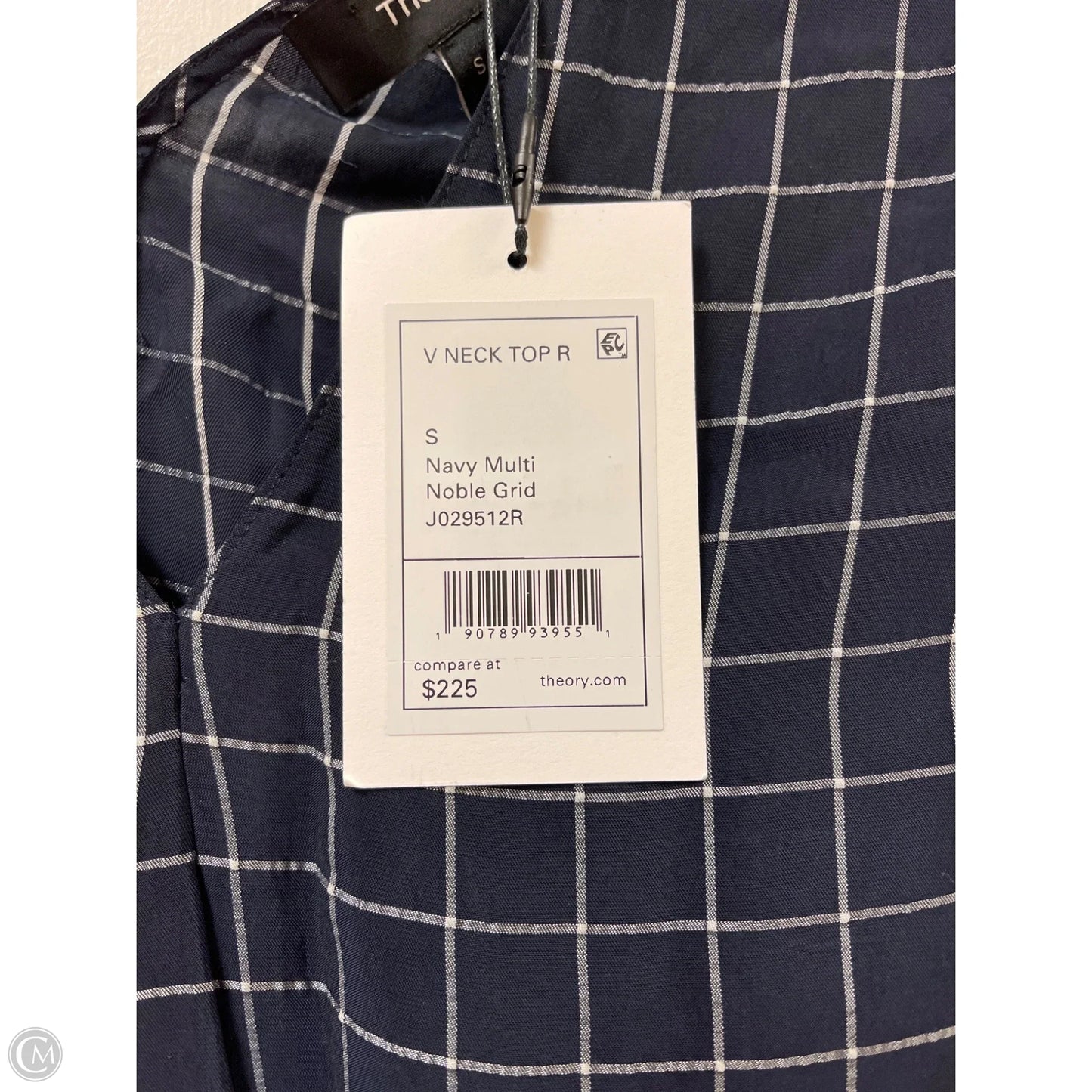Top Sleeveless By Theory In Blue & White, Size: S