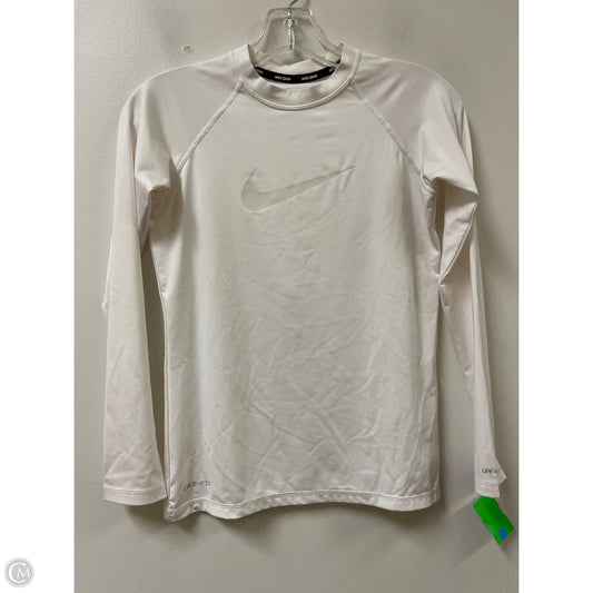 Athletic Top Long Sleeve Collar By Nike In White, Size: Xs