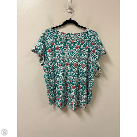 Top Short Sleeve By Crown And Ivy In Green & Pink, Size: Xl