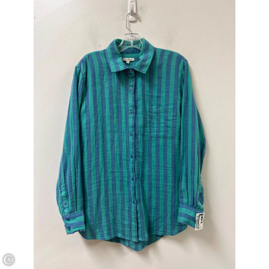 Blouse Long Sleeve By Z Supply In Blue & Green, Size: M