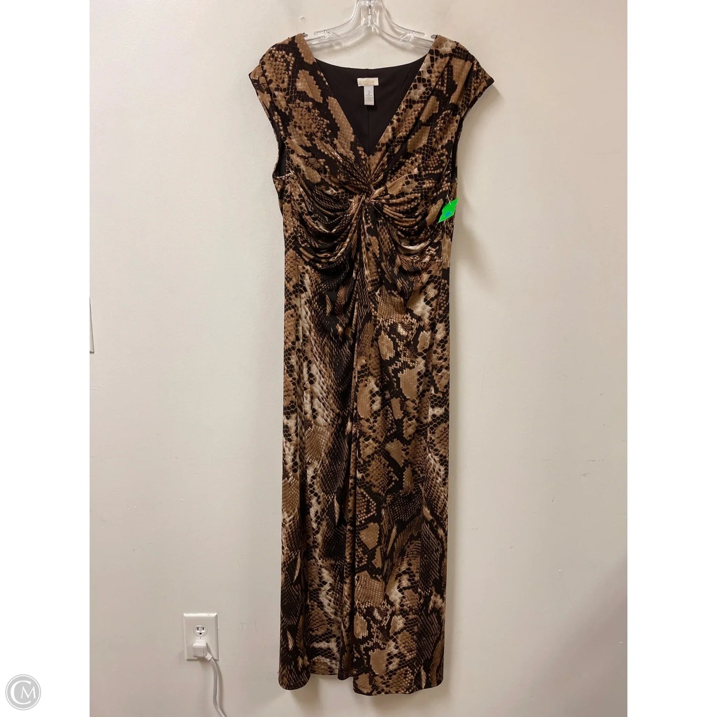 Dress Casual Maxi By Chicos In Snakeskin Print, Size: L