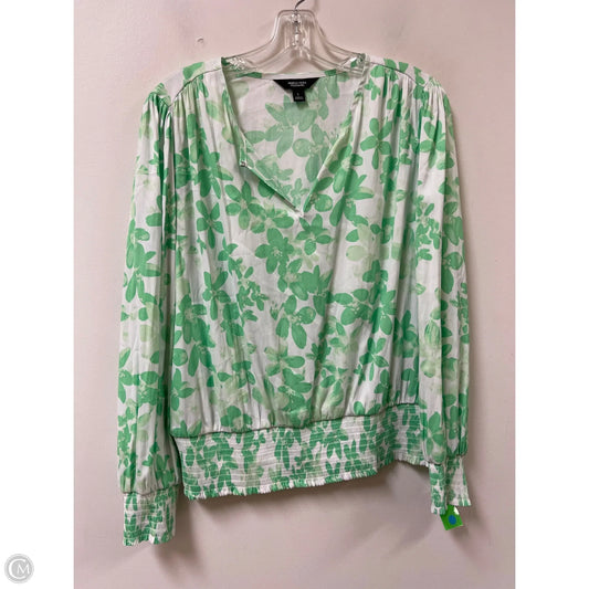 Top Long Sleeve By Simply Vera In Green & White, Size: L