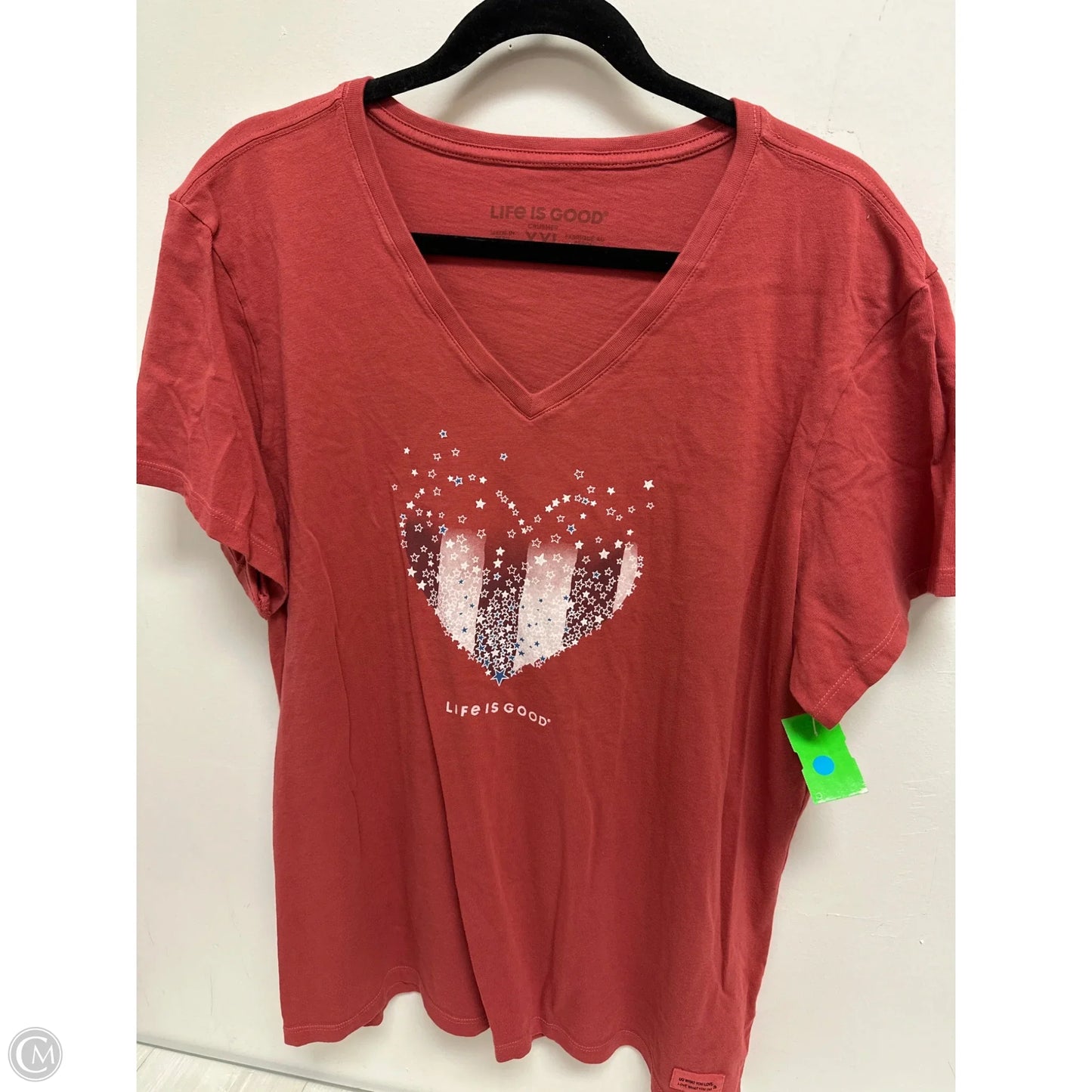 Top Short Sleeve By Life Is Good In Red, Size: 1x