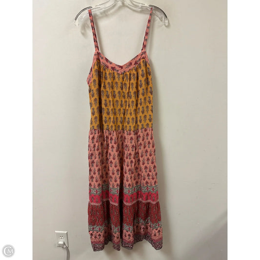 Dress Casual Midi By Knox Rose In Pink & Yellow, Size: L