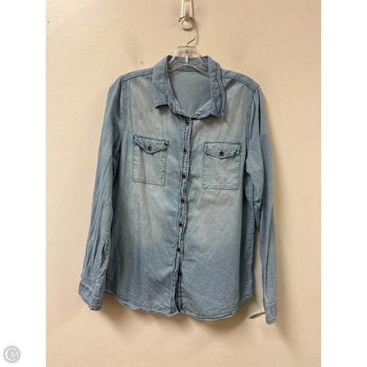 Blouse Long Sleeve By Clothes Mentor In Blue, Size: M