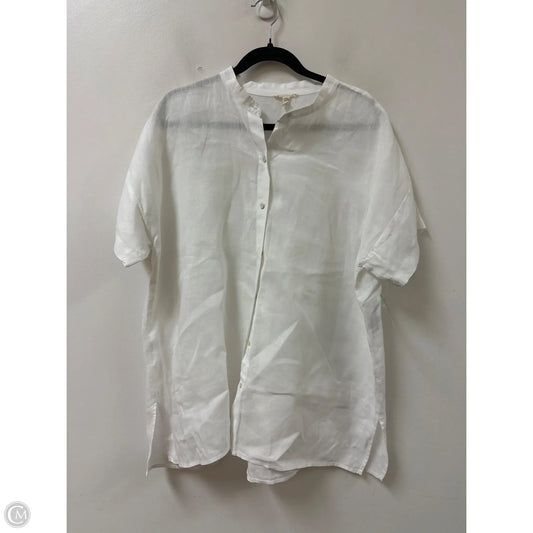Blouse Short Sleeve By Eileen Fisher In White, Size: L