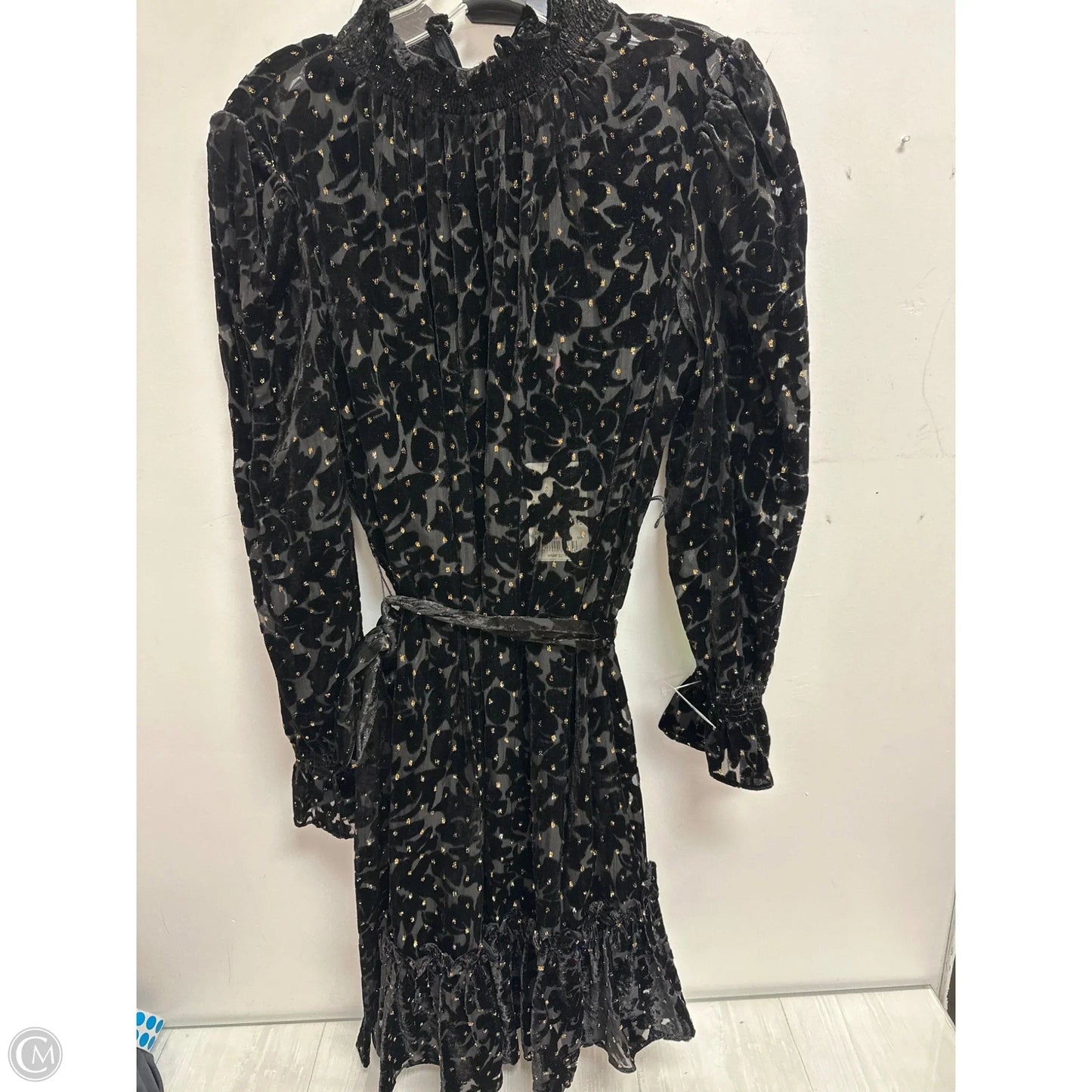Dress Casual Short By Alex Marie In Black & Gold, Size: M