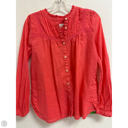 Blouse Long Sleeve By Loft In Pink, Size: M