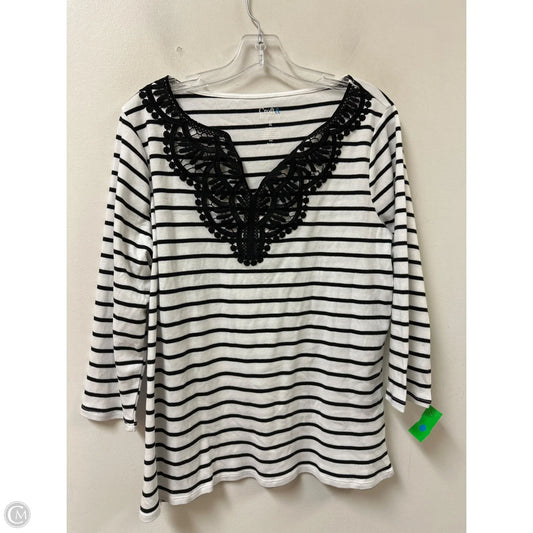Top Long Sleeve By Croft And Barrow In Black & White, Size: Xl