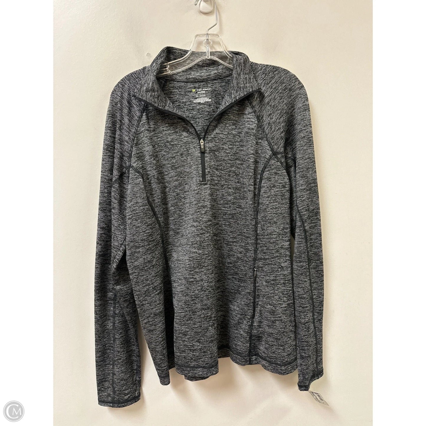 Athletic Top Long Sleeve Collar By Tek Gear In Black & Grey, Size: Xl