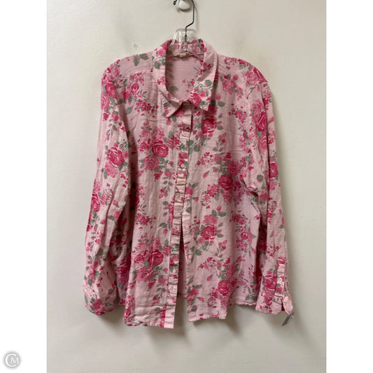 Blouse Long Sleeve By Lucky Brand In Pink, Size: Xl