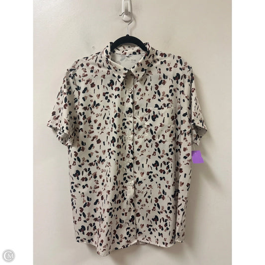 Blouse Short Sleeve By Clothes Mentor In Black & Cream, Size: Xl
