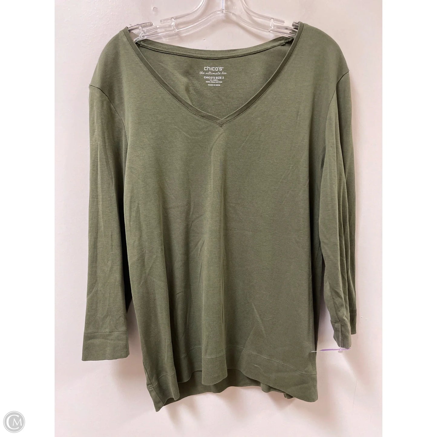 Top Long Sleeve By Chicos In Green, Size: L