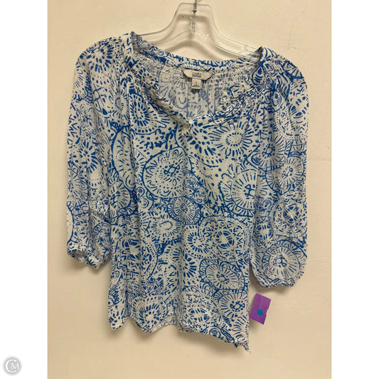 Top Long Sleeve By Croft And Barrow In Blue & White, Size: S