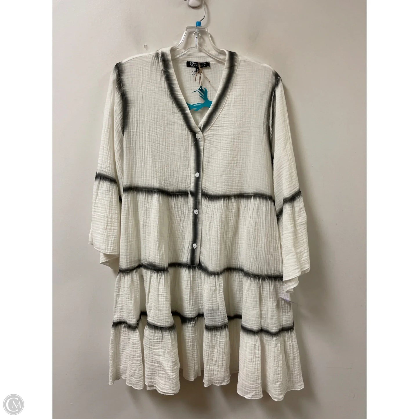 Dress Casual Midi By Clothes Mentor In Grey & White, Size: S