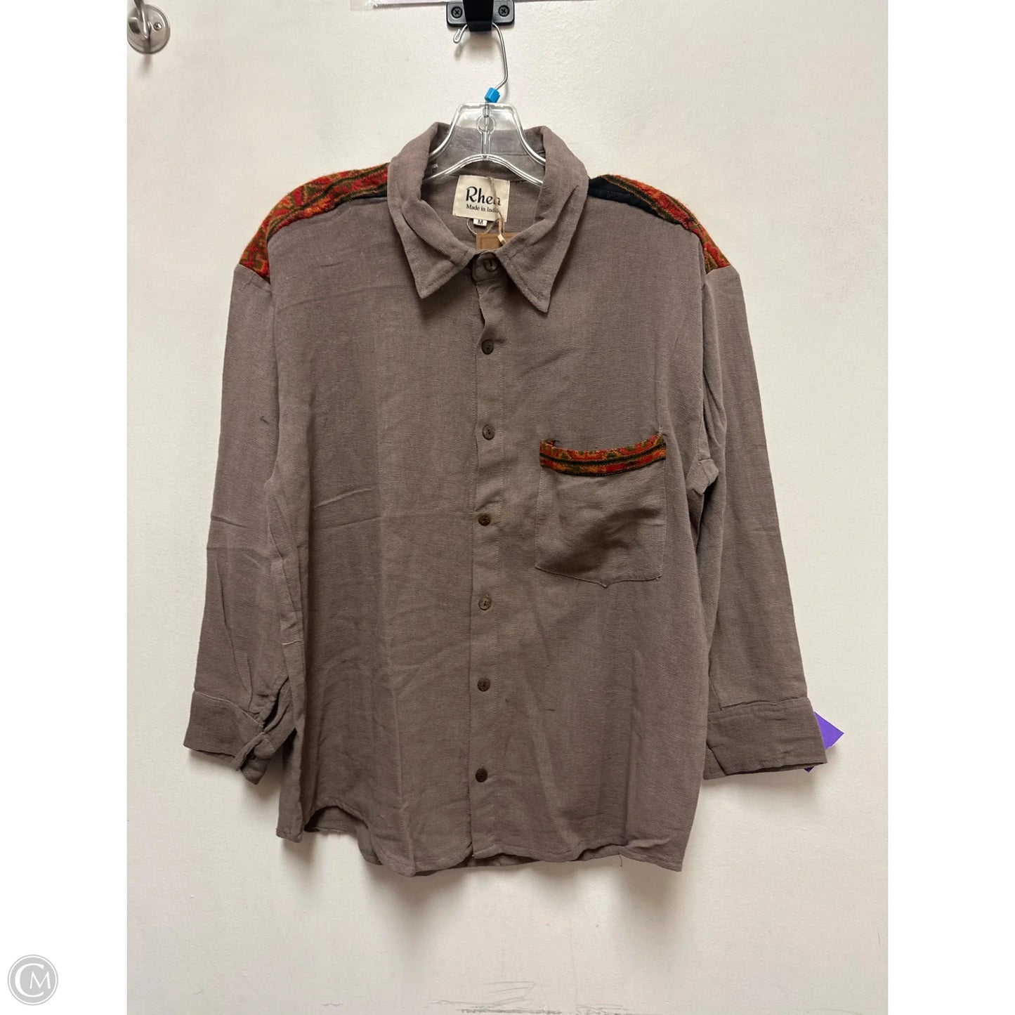 Blouse Long Sleeve By Clothes Mentor In Brown, Size: M