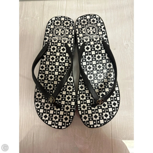 Sandals Designer By Tory Burch In Black & White, Size: 6.5