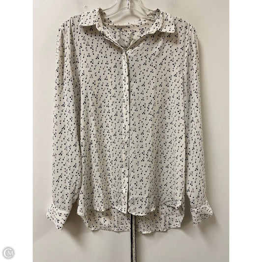 Blouse Long Sleeve By Loft In Black & Cream, Size: M