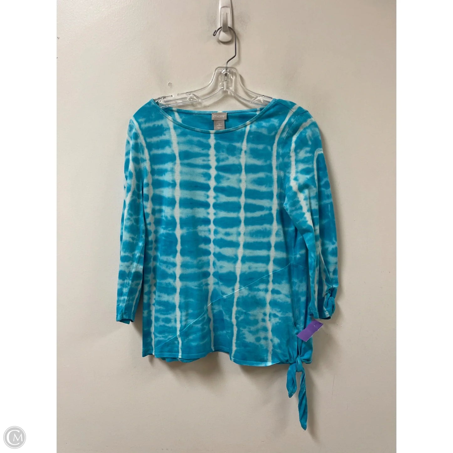 Top Long Sleeve By Chicos In Blue & White, Size: S