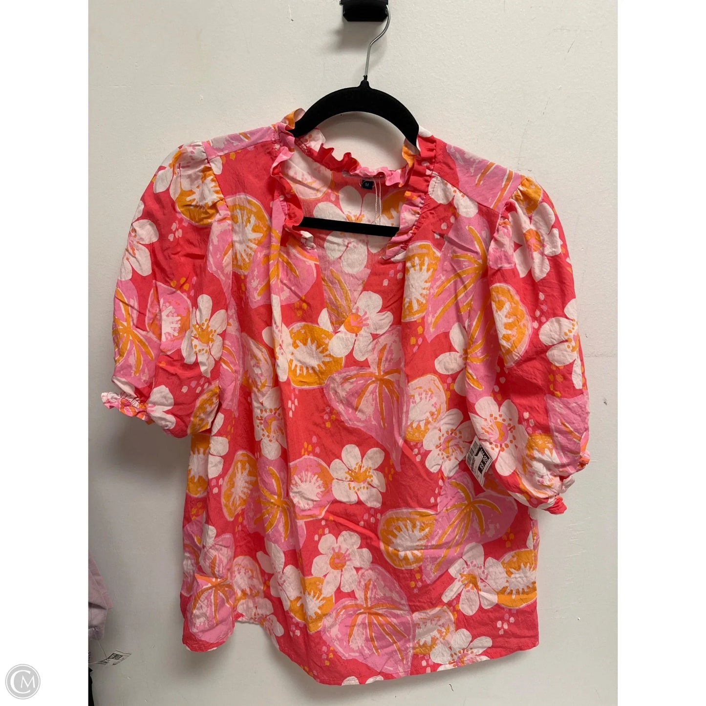 Top Short Sleeve By Michelle Mcdowell In Orange & Pink, Size: M