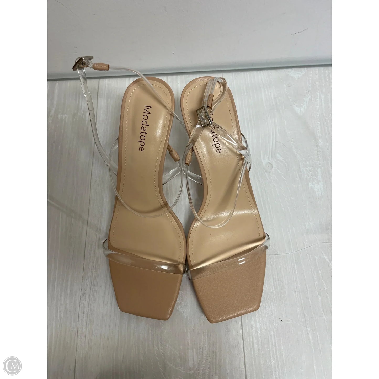 Sandals Heels Block By Clothes Mentor In Clear, Size: 8