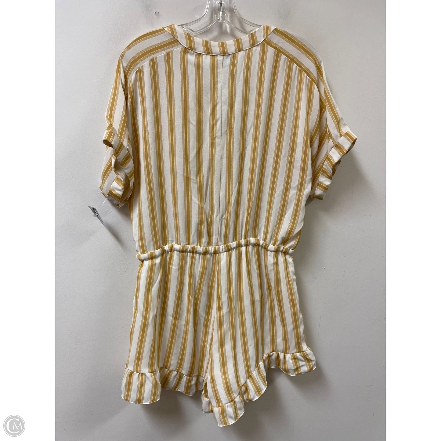 Romper By Voy In White & Yellow, Size: M