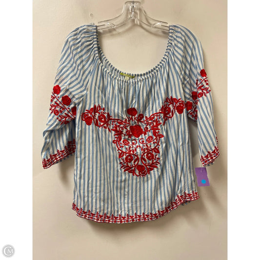 Top Long Sleeve By Gianni Bini In Blue & Red & White, Size: M