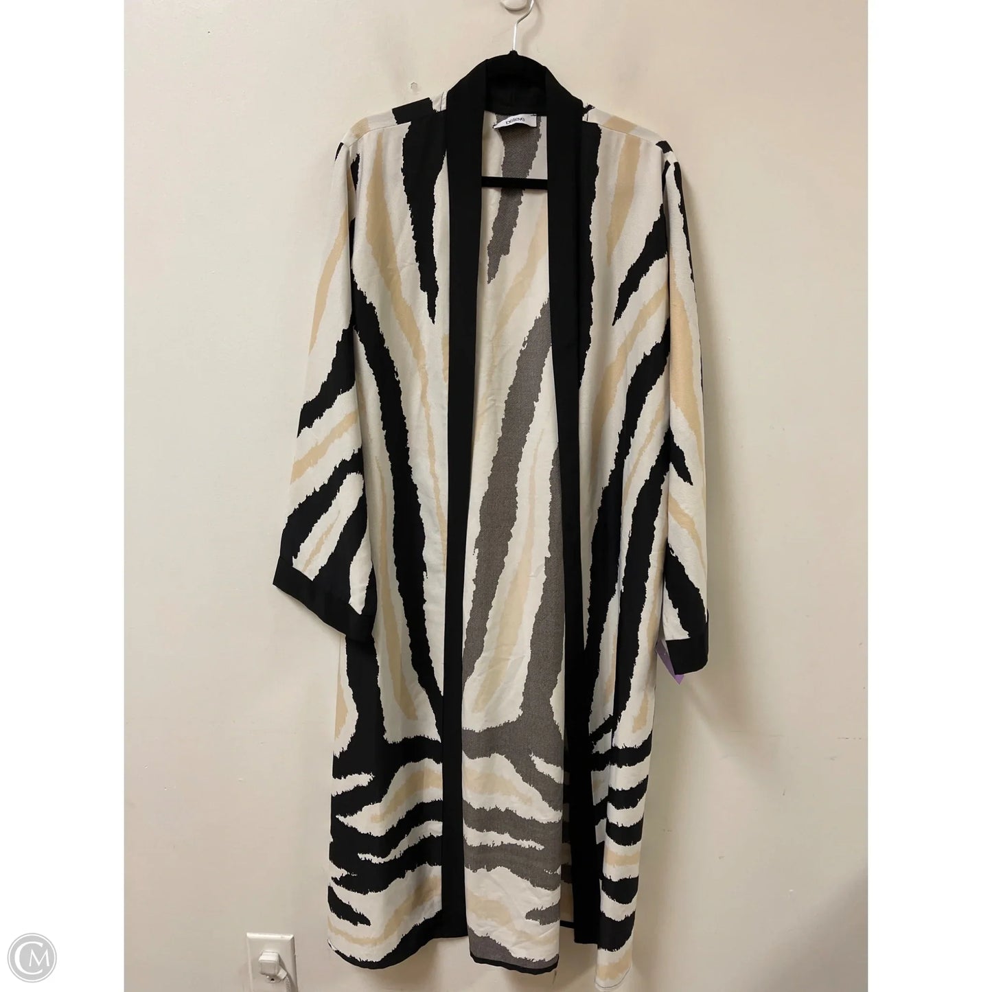 Kimono By Clothes Mentor In Black & Cream, Size: Xl