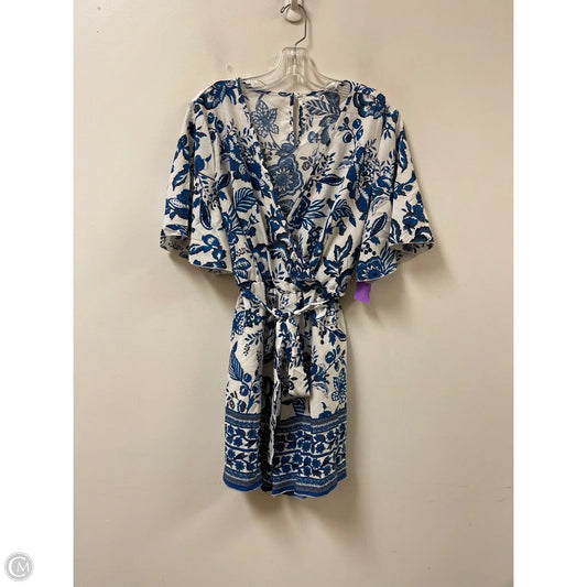 Romper By Clothes Mentor In Blue & White, Size: L