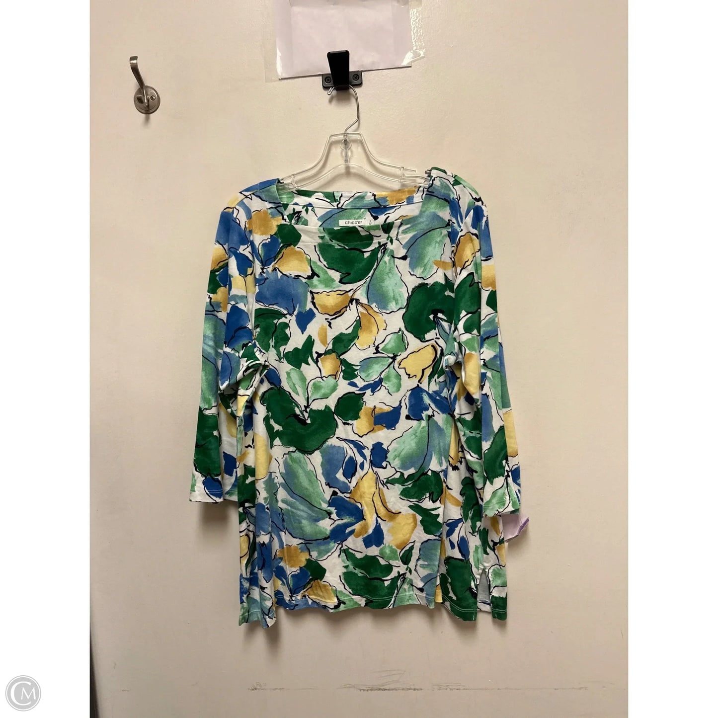Top Long Sleeve By Chicos In Blue & Green, Size: Xl