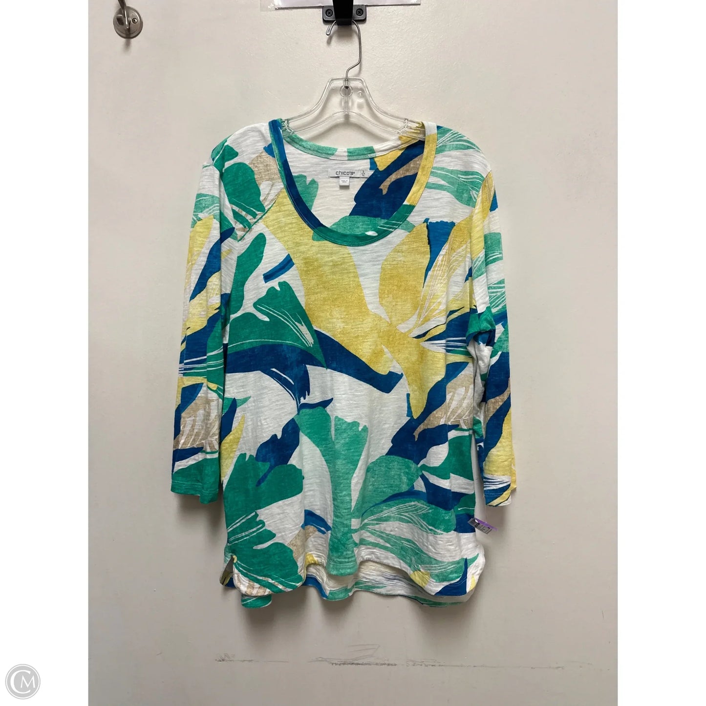 Top Long Sleeve By Chicos In Green & Yellow, Size: Xl