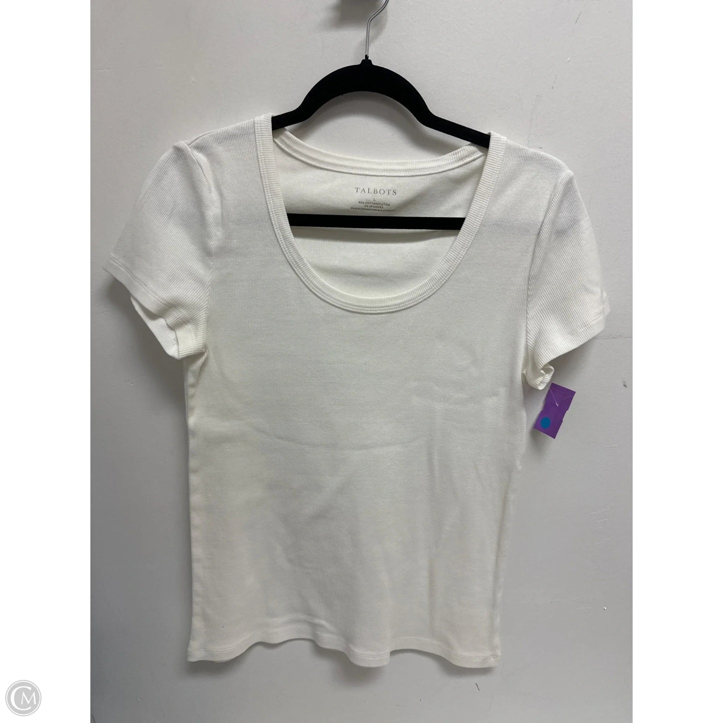 Top Short Sleeve By Talbots In White, Size: L