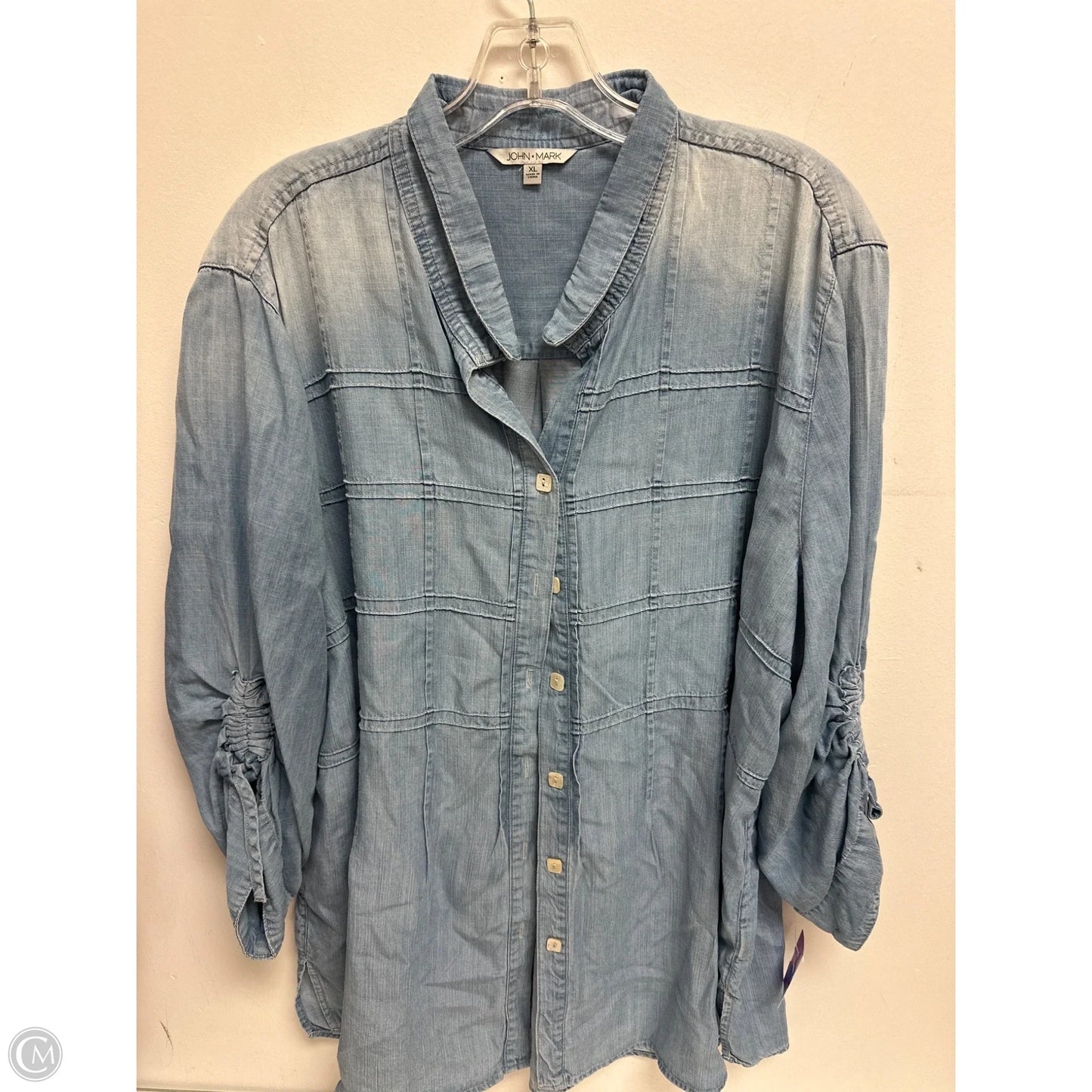 Blouse Long Sleeve By John Mark In Blue, Size: Xl