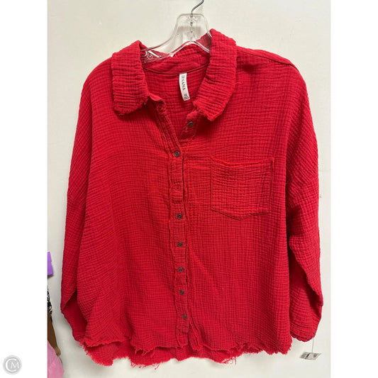 Blouse Long Sleeve By Zenana In Red, Size: 1x