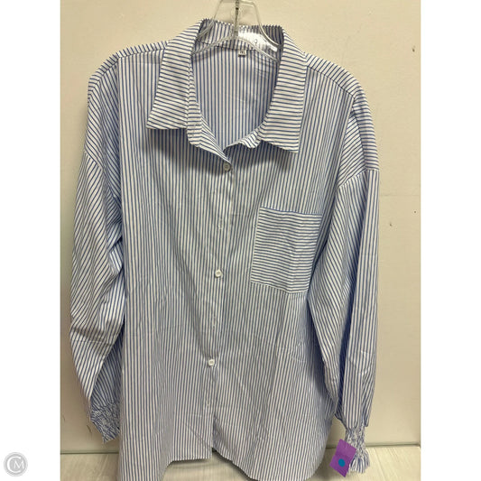 Blouse Long Sleeve By Clothes Mentor In Blue & White, Size: 3x