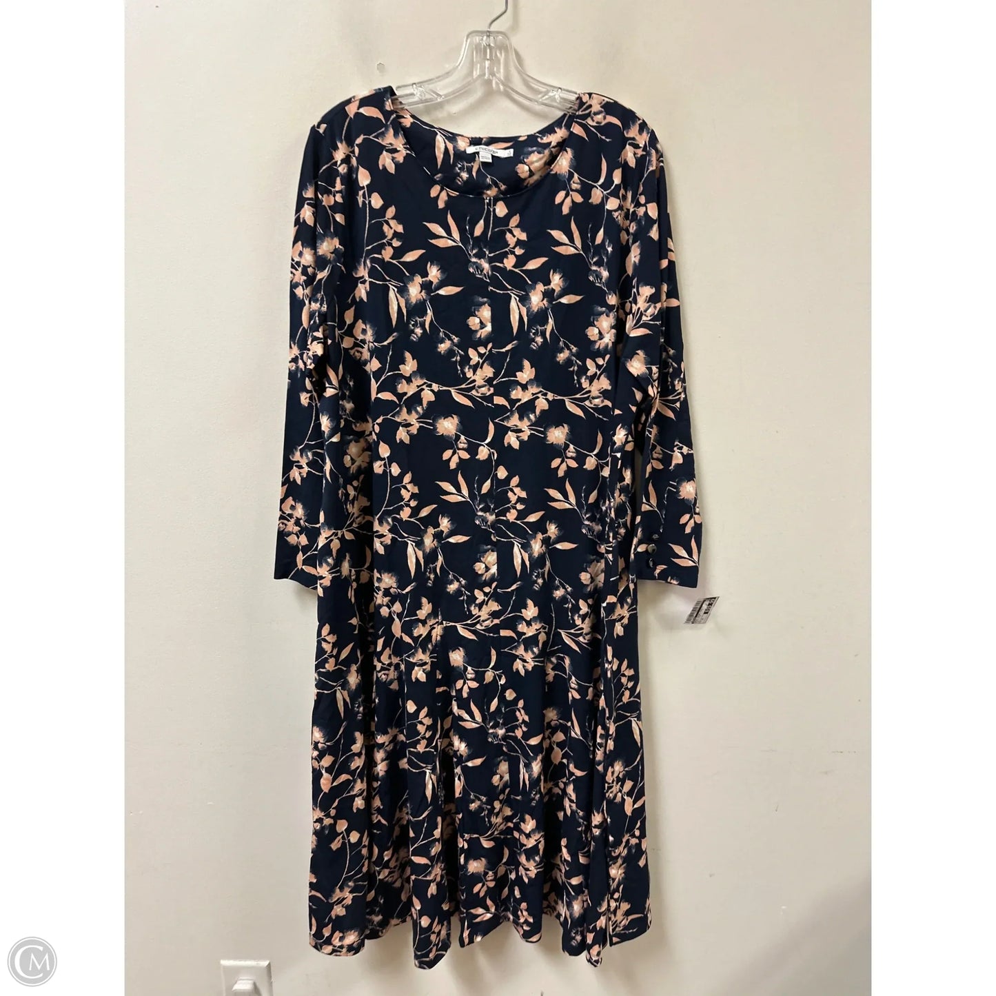 Dress Casual Midi By Chicos In Blue & Pink, Size: 1x