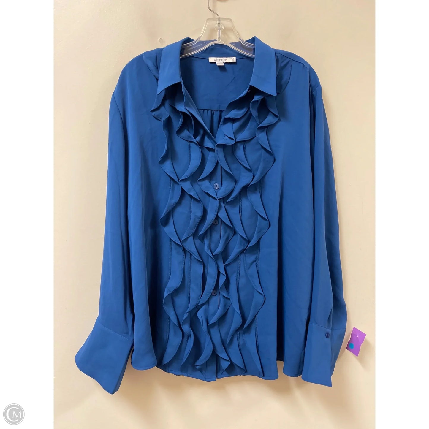 Blouse Long Sleeve By Chicos In Blue, Size: 1x