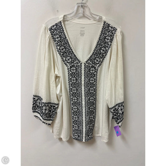 Top Long Sleeve By Pure Jill In Black & Cream, Size: Xl
