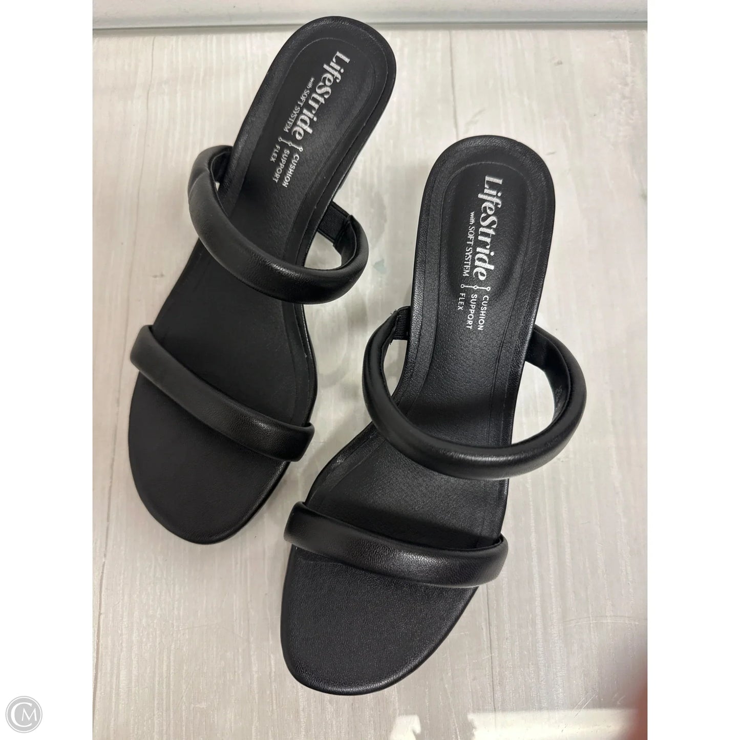 Sandals Heels Kitten By Life Stride In Black, Size: 6.5
