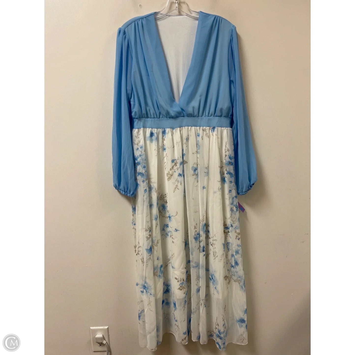Dress Casual Maxi By Clothes Mentor In Blue & White, Size: Xl