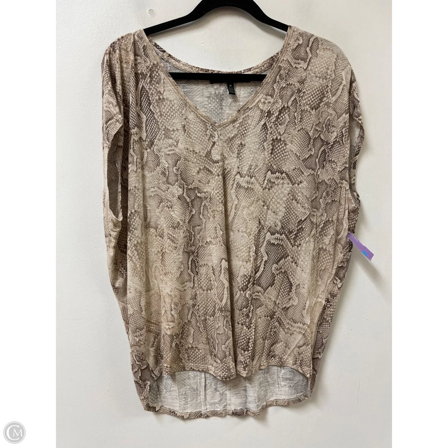 Top Short Sleeve By White House Black Market In Snakeskin Print, Size: M