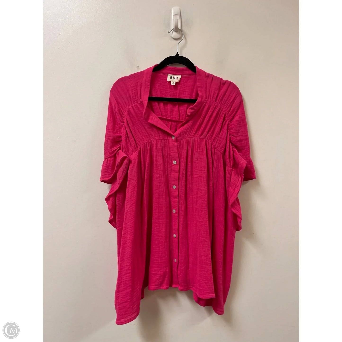 Blouse Short Sleeve By Bibi In Pink, Size: M