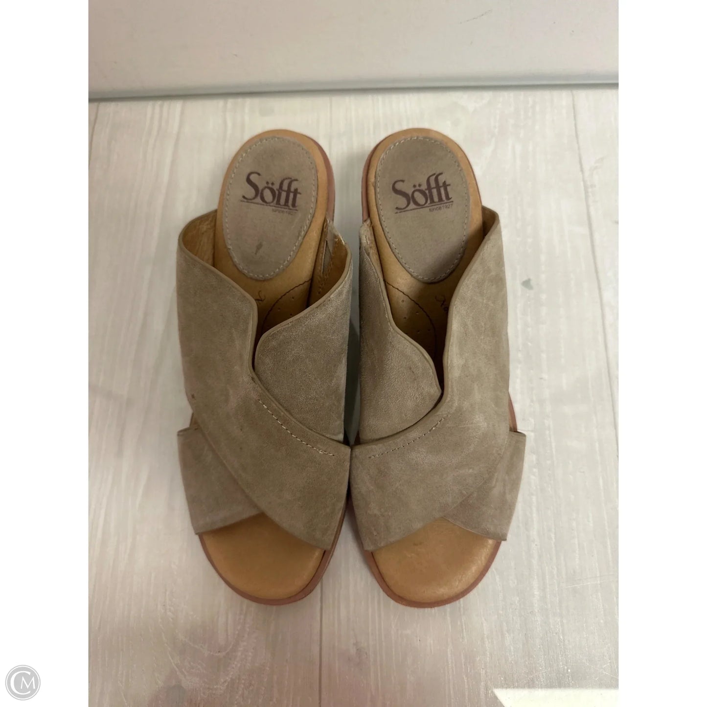 Sandals Heels Block By Sofft In Taupe, Size: 8.5