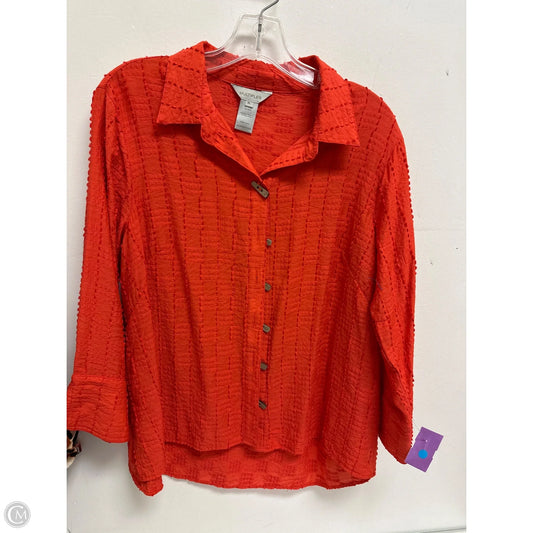 Blouse Long Sleeve By Multiples In Orange, Size: Lp
