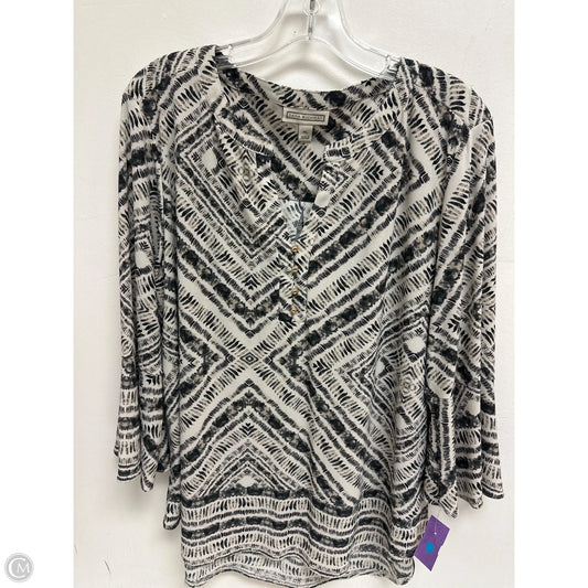 Top Long Sleeve By Dana Buchman In Cream & Grey, Size: Xl