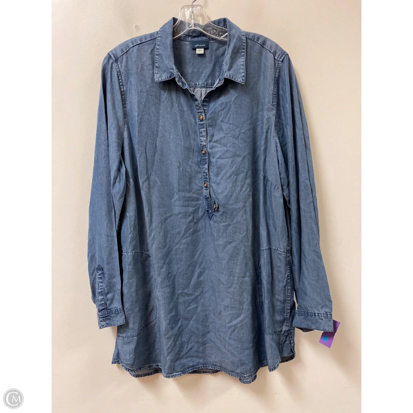 Tunic Long Sleeve By J. Jill In Blue Denim, Size: L