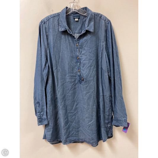 Tunic Long Sleeve By J. Jill In Blue Denim, Size: L