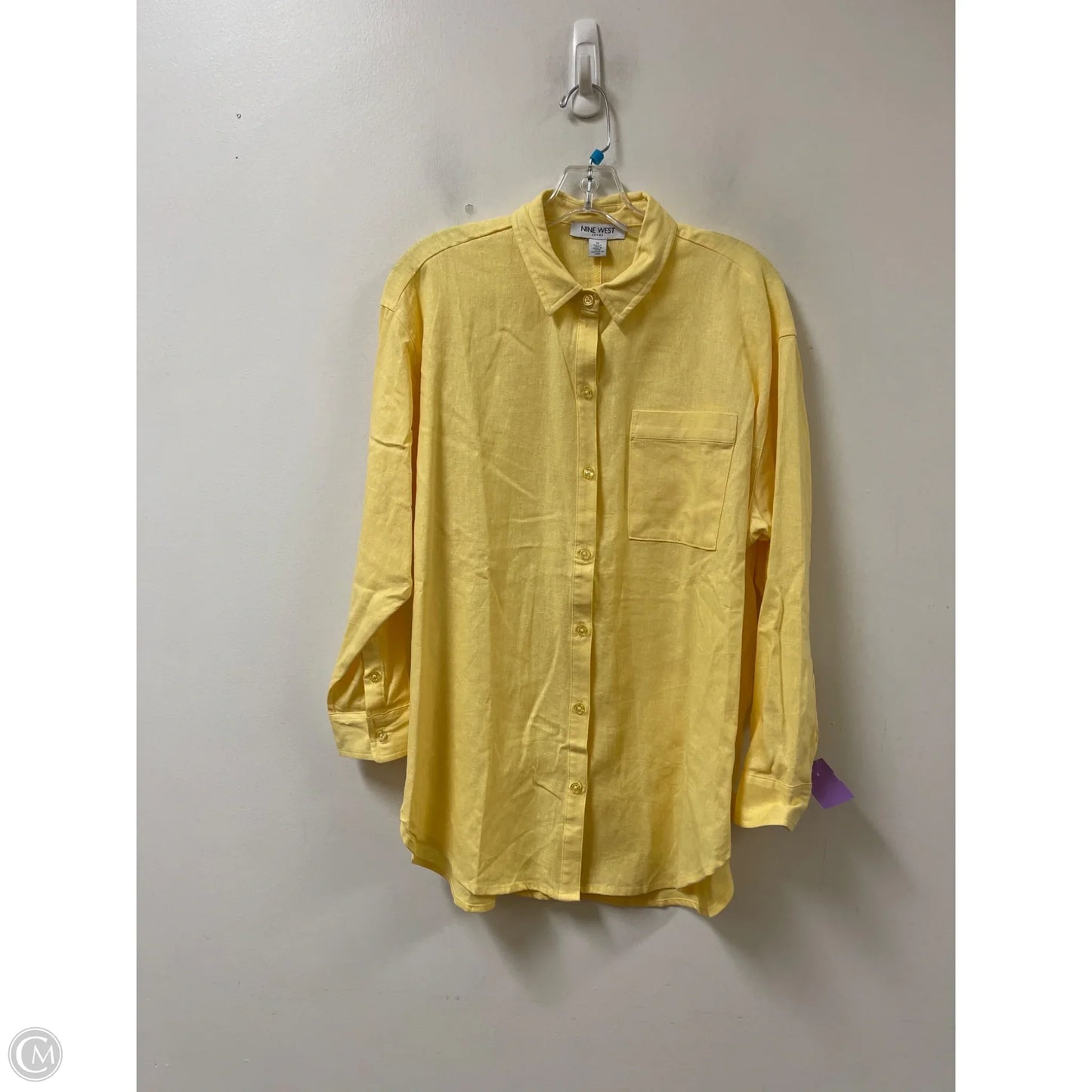 Blouse Long Sleeve By Nine West In Yellow, Size: M