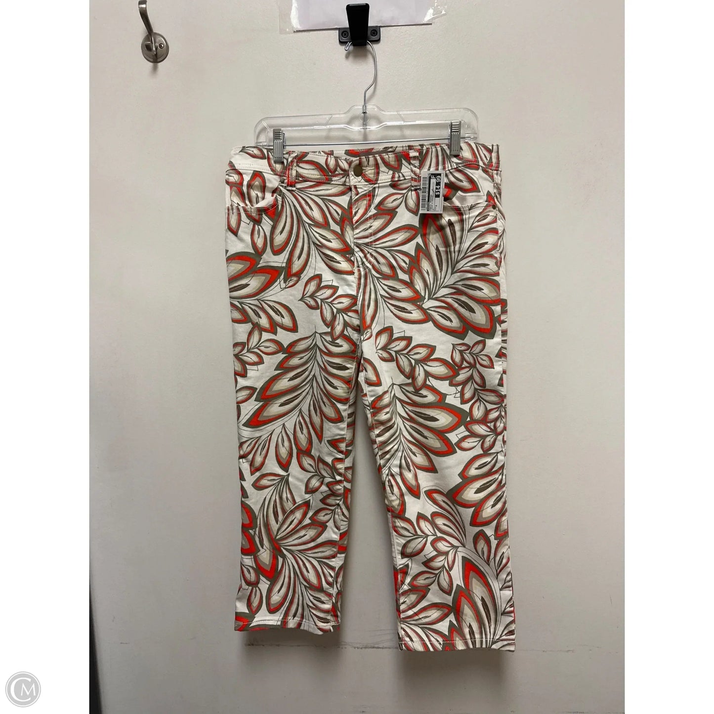 Pants Cropped By Chicos In Cream & Orange, Size: 8